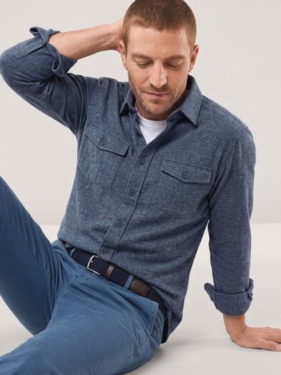 strukturiertes Flanell-Hemd Marine
