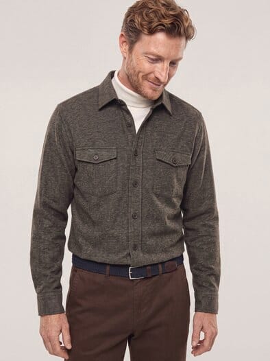 strukturiertes Flanell-Hemd Braun
