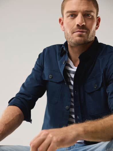 Hemdjacke aus Baumwoll-Mischung Marine