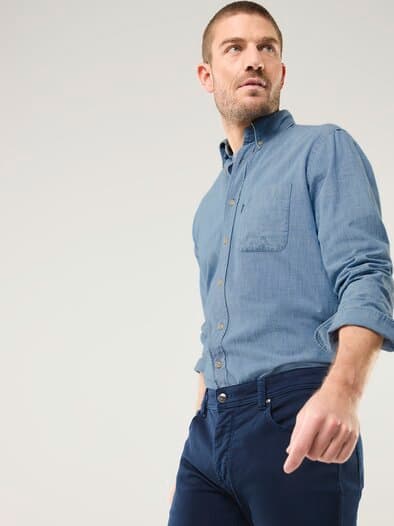 Chambray-Hemd Uni Indigo