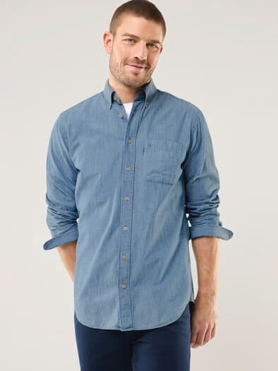 Chambray-Hemd Uni Indigo