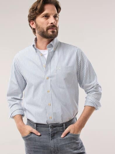 Chambray-Hemd Streifen Bleu