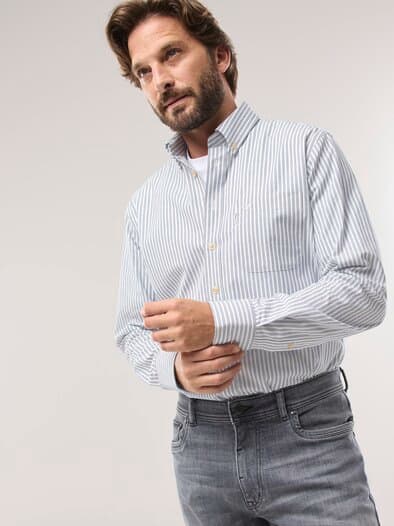 Chambray-Hemd Streifen Bleu