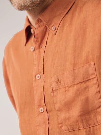 Pures Leinen Hemd Überfärber Orange