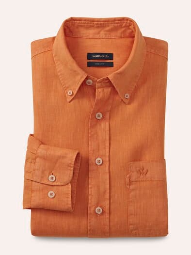 Pures Leinen Hemd Überfärber Orange