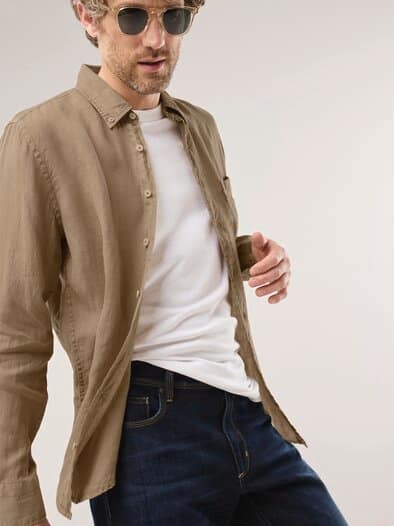 Pures Leinen Hemd Überfärber Latte