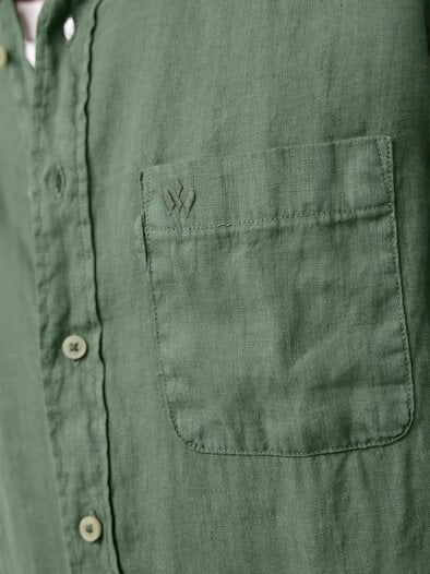 Pures Leinen Hemd Überfärber Oliv