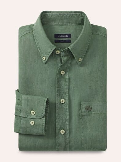 Pures Leinen Hemd Überfärber Oliv