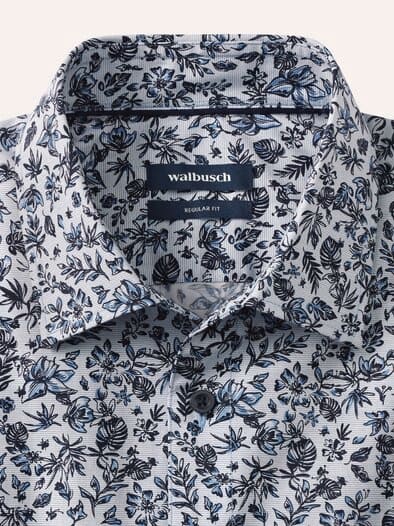Extraglatt Hemd Druck Blau