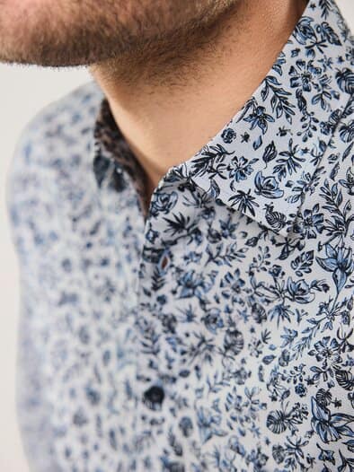 Extraglatt Hemd Druck Blau