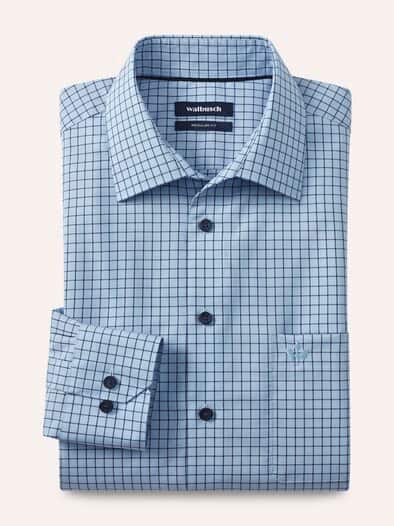 Extraglatt-Hemd Fensterkaro Blau