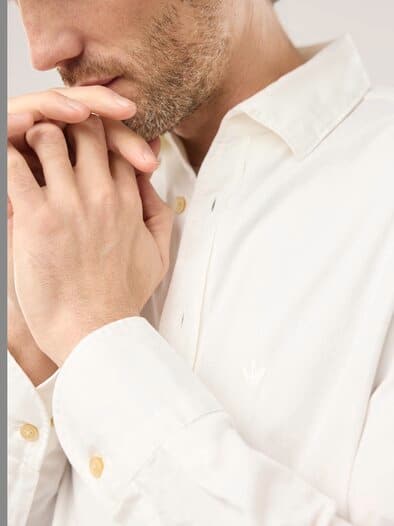 Überfärber-Hemd Wollweiß