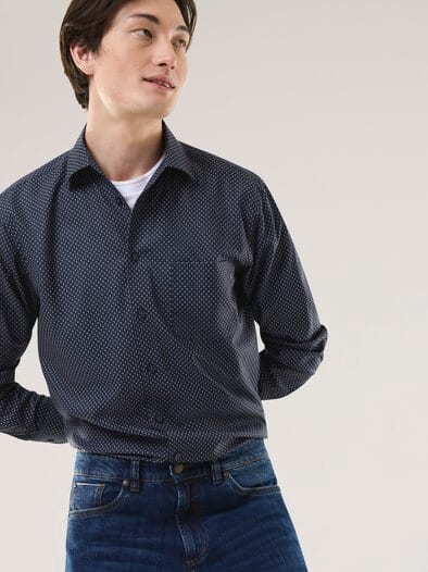 Extraglatt-Hemd Walbusch-Kragen Minimal Druck