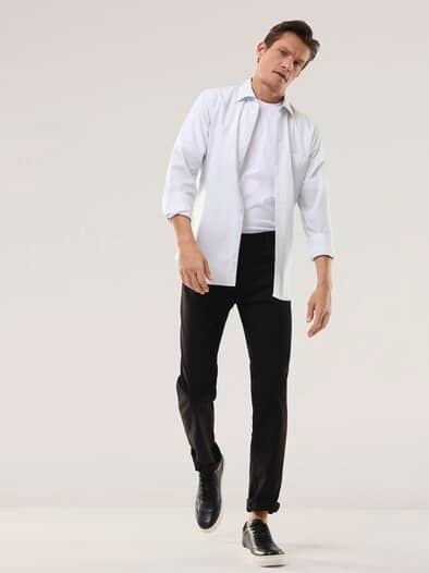 Extraglatt-Hemd Walbusch-Kragen Druck Weiß