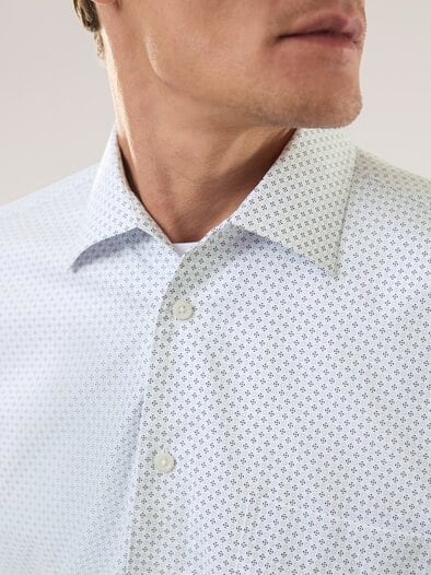 Extraglatt-Hemd Walbusch-Kragen Druck Weiß