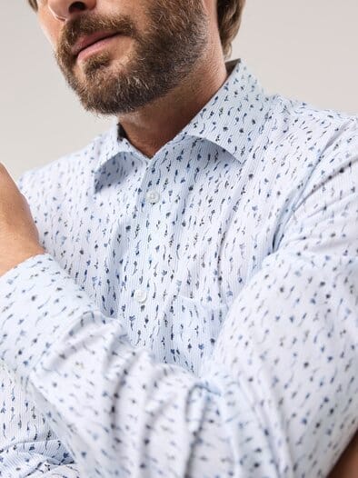 Extraglatt-Hemd Walbusch-Kragen Blumen Druck