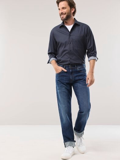 Extraglatt-Hemd Walbusch-Kragen Minimal Druck