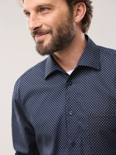 Extraglatt-Hemd Walbusch-Kragen Minimal Druck