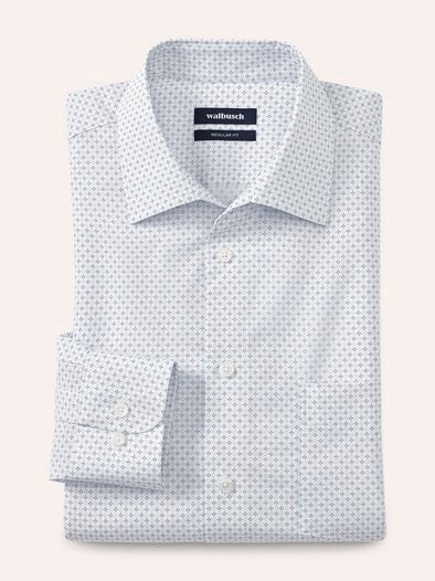 Extraglatt-Hemd Walbusch-Kragen Druck Weiß