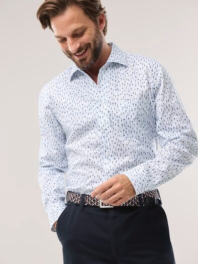 Extraglatt-Hemd Walbusch-Kragen Blumen Druck