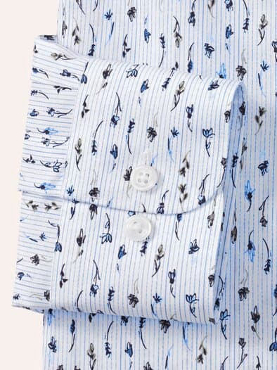 Extraglatt-Hemd Walbusch-Kragen Blumen Druck