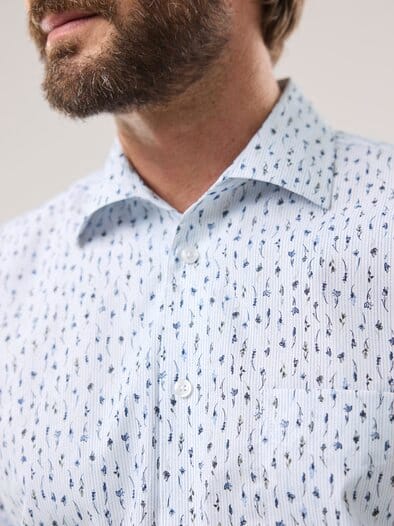 Extraglatt-Hemd Walbusch-Kragen Blumen Druck