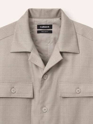Gefüttertes Overshirt aus Flanell Karo Beige