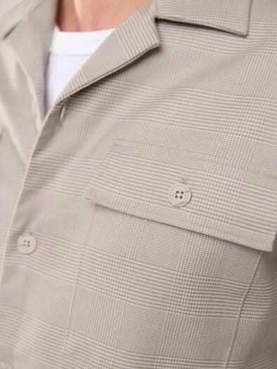 Gefüttertes Overshirt aus Flanell Karo Beige