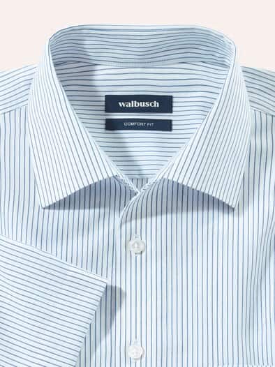 Bügelfreies Hemd mit Relax-Kragen Streifen Weiß