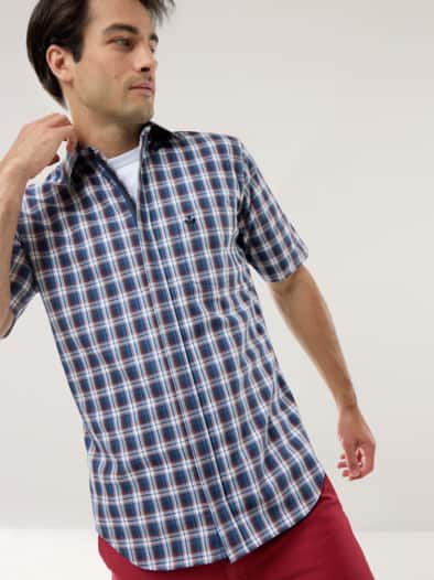 Extraglatt-Hemd Zip & Go Karo Blau