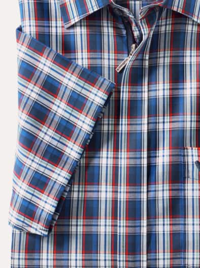 Extraglatt-Hemd Zip & Go Karo Blau