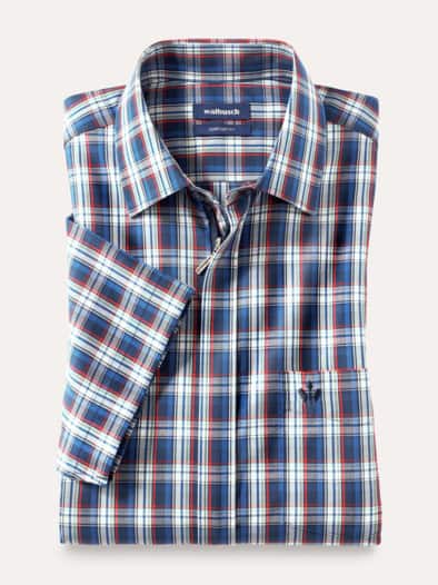 Extraglatt-Hemd Zip & Go Karo Blau