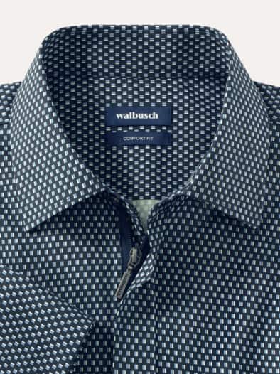 Extraglatt-Hemd Zip & Go Druck Marine