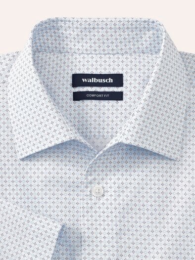Extraglatt-Hemd Walbusch-Kragen Druck Weiß