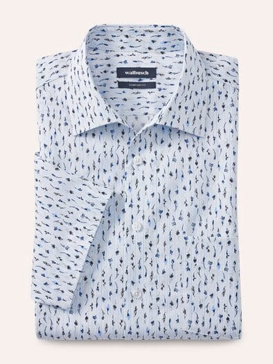 Extraglatt-Hemd Walbusch-Kragen Blumen Druck