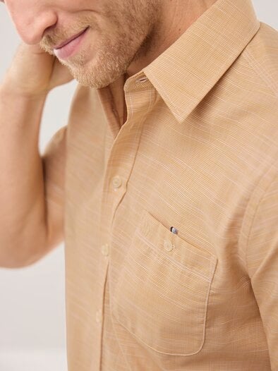 Tropical Kurzarm-Hemd Uni Gelb