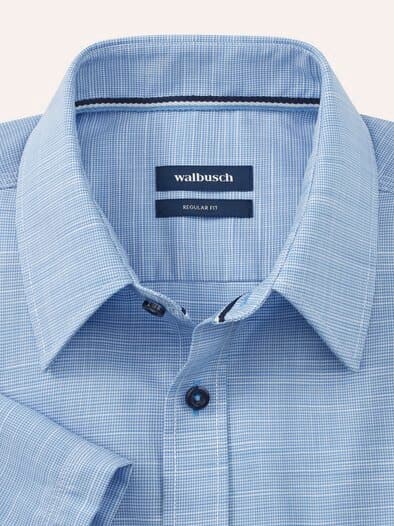 Tropical Kurzarm-Hemd Uni Bleu