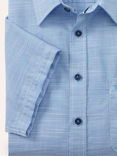 Tropical Kurzarm-Hemd Uni Bleu