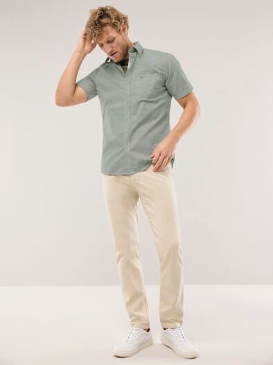 Tropical Kurzarm-Hemd Uni Schilf