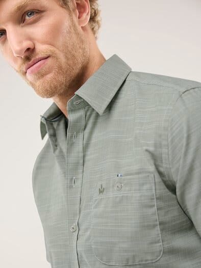 Tropical Kurzarm-Hemd Uni Schilf