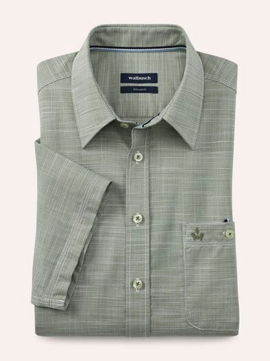 Tropical Kurzarm-Hemd Uni Schilf