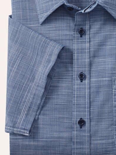 Tropical Kurzarm-Hemd Uni Marine