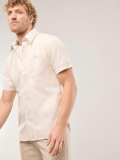 Tropical Kurzarm-Hemd Uni Natur