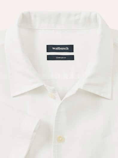 Leinen-Mix Revers-Kragen-Hemd Weiß