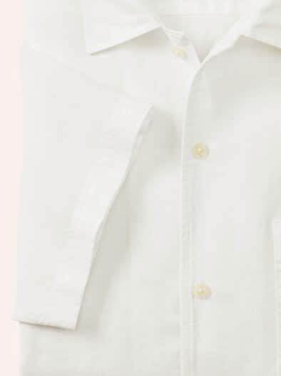 Leinen-Mix Revers-Kragen-Hemd Weiß