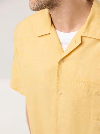 Leinen-Mix Revers-Kragen-Hemd Vanille