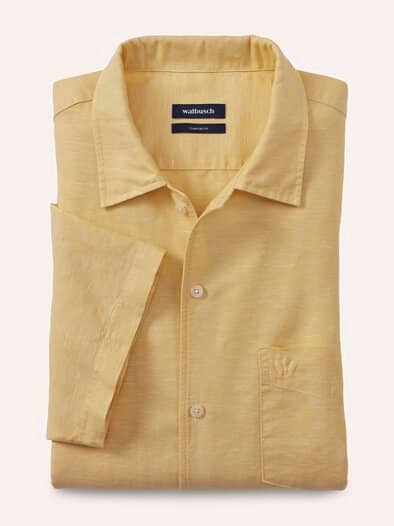 Leinen-Mix Revers-Kragen-Hemd Vanille