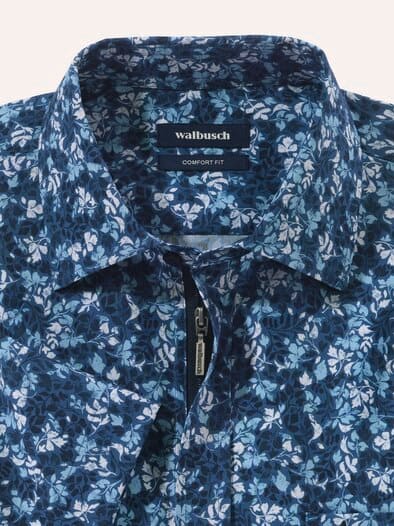 Extraglatt-Hemd Zip & Go Druck Blau