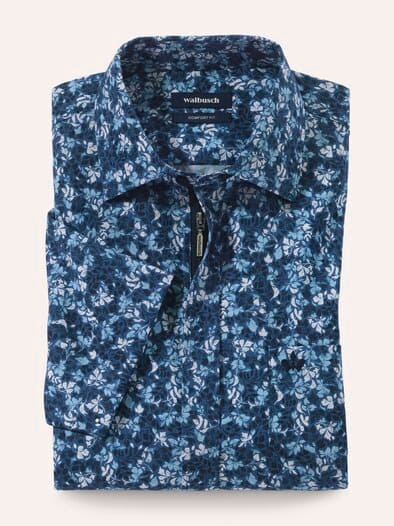 Extraglatt-Hemd Zip & Go Druck Blau