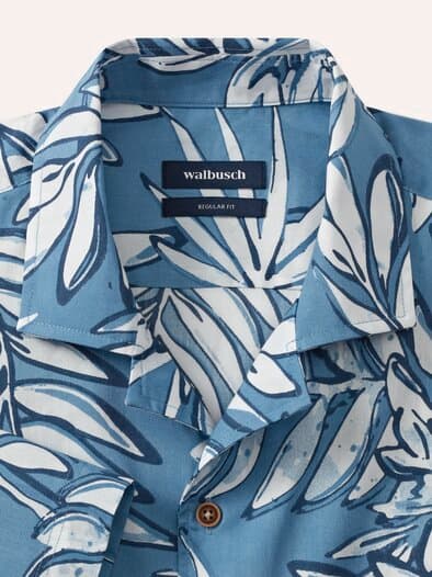 leichtes Reverskragen-Hemd Druck Marine